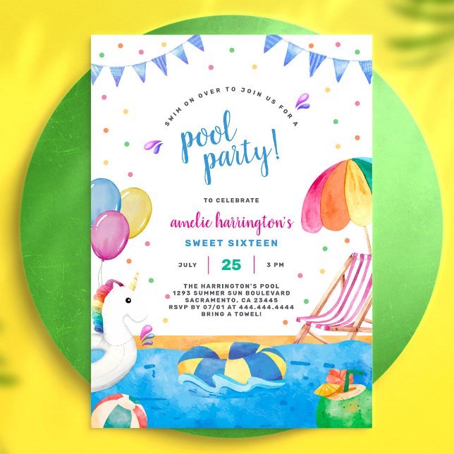 Convite de Aniversário de Crianças de Festa na Pis (Criador carregado)