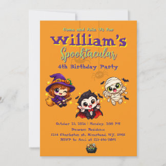 Convite de Aniversário de Crianças de Halloween Fo
