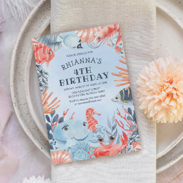 Convite de Aniversário de Crianças Debaixo do Mar
