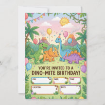 Convite de Aniversário de Crianças Dino-Mite