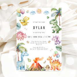 Convite de Aniversário de Crianças Dinossauros