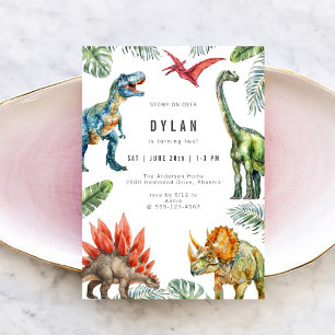 Convite de Aniversário de Crianças Dinossauros