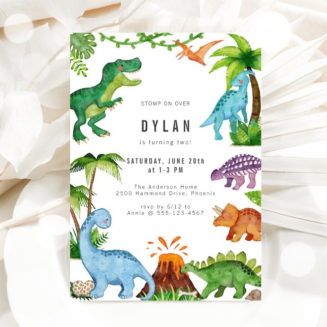 Convite de Aniversário de Crianças Dinossauros (Criador carregado)