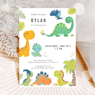 Convite de Aniversário de Crianças Dinossauros