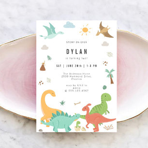 Convite de Aniversário de Crianças Dinossauros