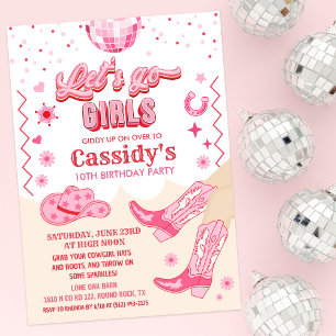 Convite de Aniversário de Crianças Disco Cowgirl