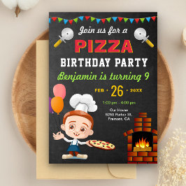 Convite de Aniversário de Crianças Pizza Fofa Colo