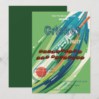 Convite de Aniversário de Críquete Esportes