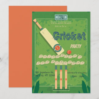 Convite de Aniversário de Críquete Esportes