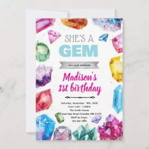 Convite de Aniversário de Cristal de Gema
