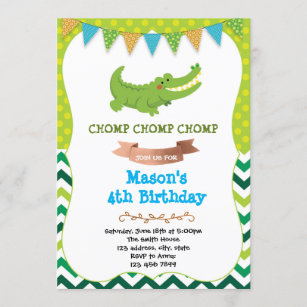 Convite de aniversário de crocodilo