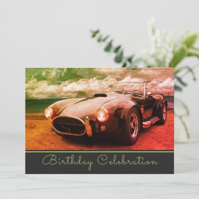 Convite de Aniversário de Cruzamento Vintage (Em pé/Frente)