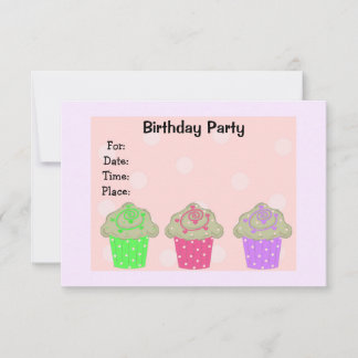 Convite de Aniversário de Cupcake Coberta com Glac