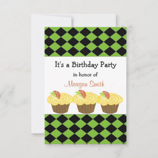 Convite de Aniversário de Cupcake de Limão