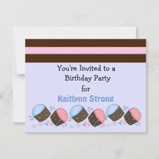 Convite de Aniversário de Cupcake Fofo