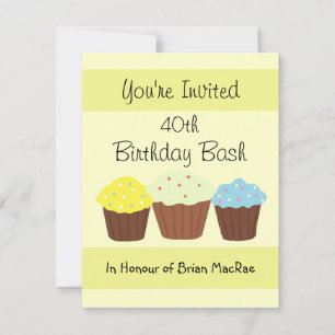 Convite de Aniversário de Cupcake Personalizado