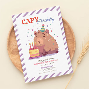 Convite de Aniversário de Cute Capybara