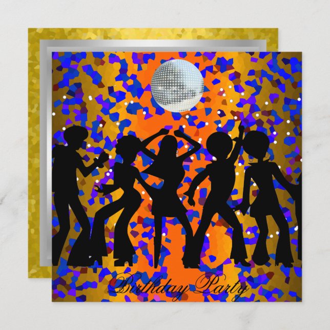 Convite de Aniversário de Dança Disco (Frente/Verso)