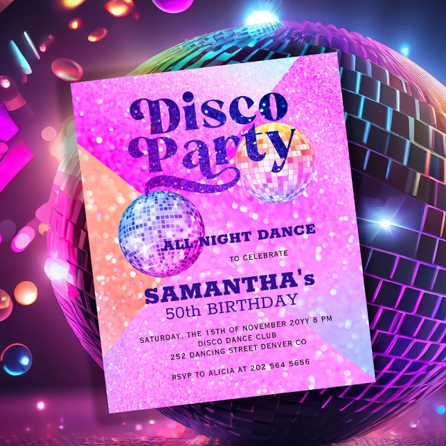 Convite de aniversário de dança disco com orçament (Criador carregado)