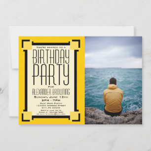 Convite de aniversário de Deco Geométrico Dourado