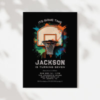Convite de aniversário de desportista de basquete