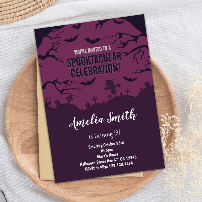 Convite de aniversário de Dia das Bruxas Cute Spoo (Halloween Birthday Birthday Invitations)