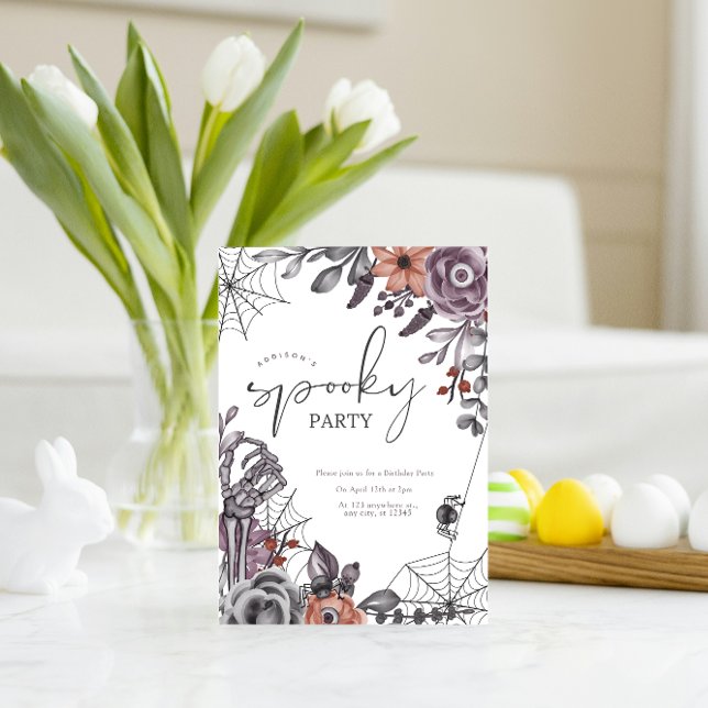 Convite de aniversário de Dia das Bruxas Floral Sp (Criador carregado)