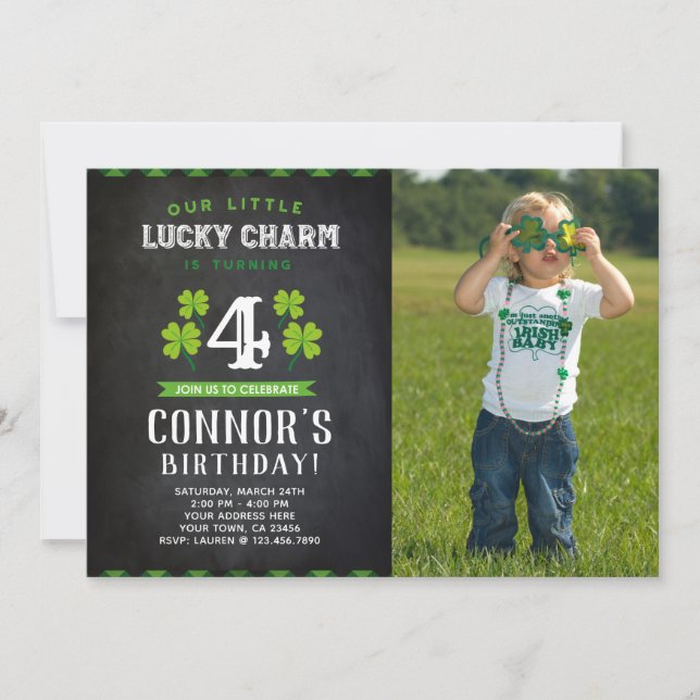 Convite de aniversário de Dia de São Patrício com  (Frente)