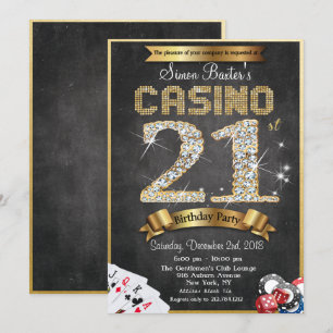 Convite de Aniversário de Diamante Dourado Casino