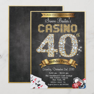 Convite de Aniversário de Diamante Dourado de 40 a
