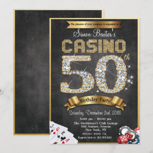 Convite de Aniversário de Diamante Dourado de 50 a