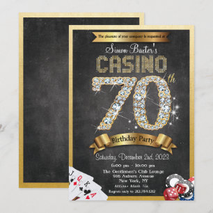 Convite de Aniversário de Diamante Dourado de 70 a