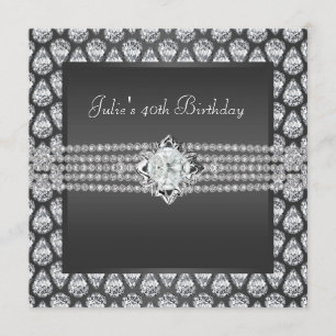 Convite de Aniversário de Diamante Elegante para M
