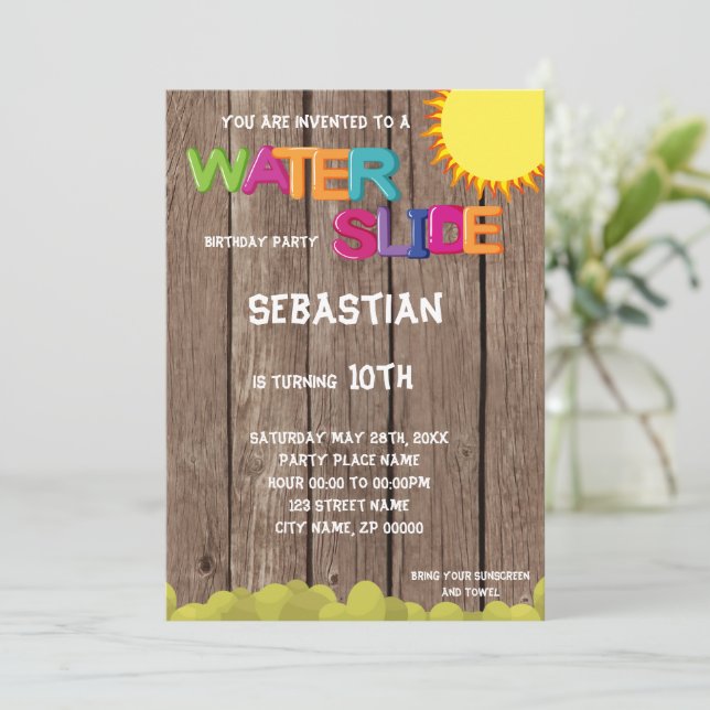 Convite de aniversário de diapositivos (Em pé/Frente)