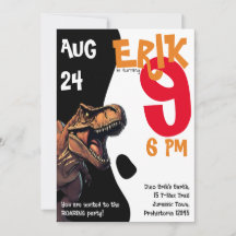 Convite de Aniversário de Dino T-Rex Rugindo Feroz
