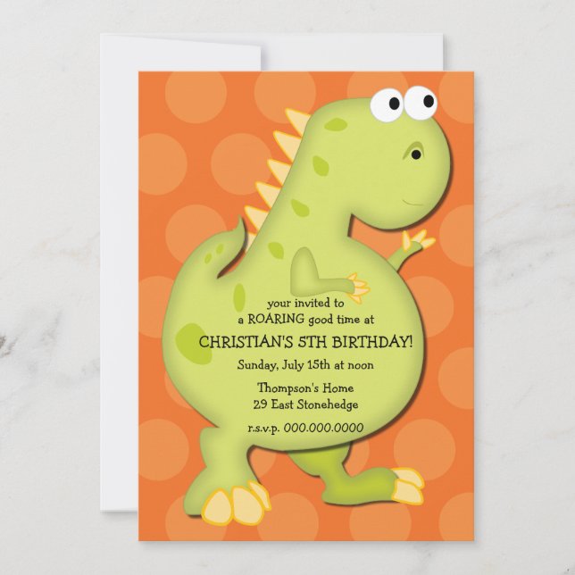 Convite de aniversário de dinossauro (Frente)