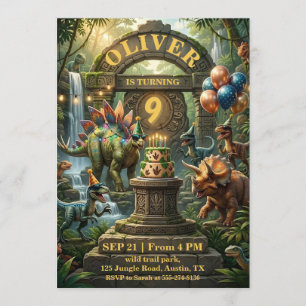 Convite de Aniversário de Dinossauro