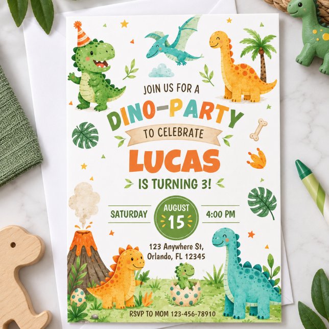 Convite de Aniversário de Dinossauro (Criador carregado)