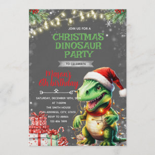 Convite de Aniversário de Dinossauro de Natal
