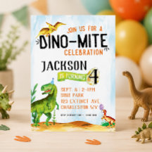 Convite de Aniversário de Dinossauro Dino-Mite