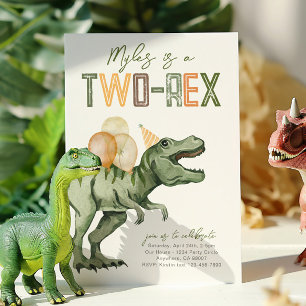 Convite de Aniversário de Dinossauro Dois Rex