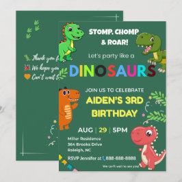 Convite de Aniversário de Dinossauro Editável