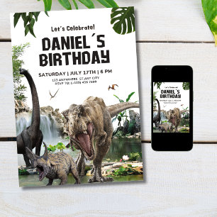 Convite de aniversário de dinossauro Festa de Aniv