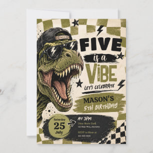 Convite de Aniversário de Dinossauro Five is a Vib