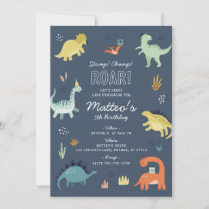 Convite de aniversário de dinossauro fofo