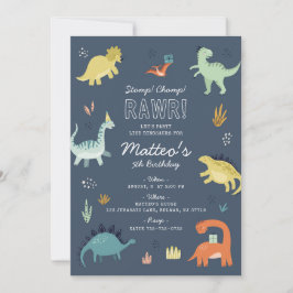 Convite de Aniversário de Dinossauro Fofo
