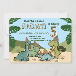 Convite de Aniversário de Dinossauro Fofo | Editáv
