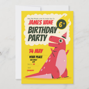 Convite de Aniversário de Dinossauro – Jurássico R