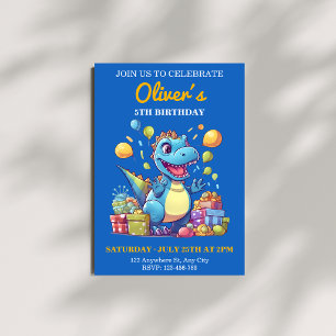 Convite de Aniversário de Dinossauro Meninos - 5º