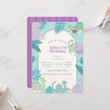 convite de aniversário de dinossauro One-A-Saurus